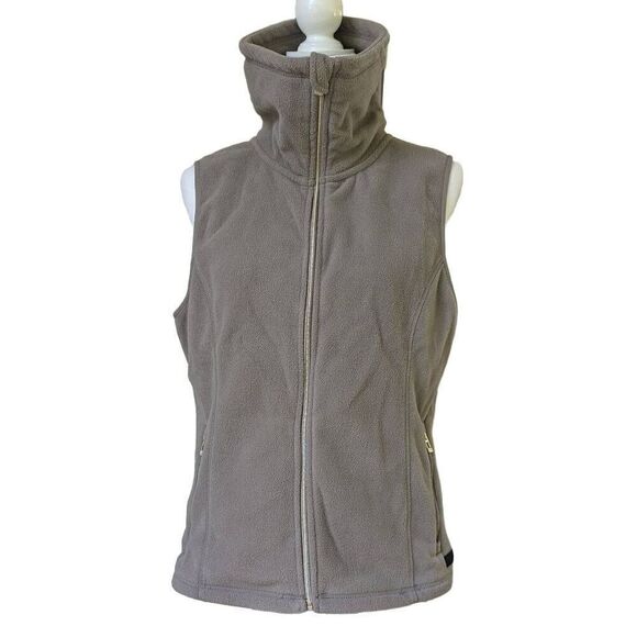 Calvin Klein Performance Women Tan Brown Full Zip Fleece Vest Pockets Size L - Picture 4 of 9